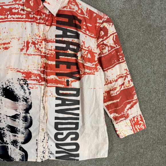 Harley Davidson Shirt Top Womens Medium M Orange Logo Nevada County 3/4 Sleeve - Picture 4 of 12